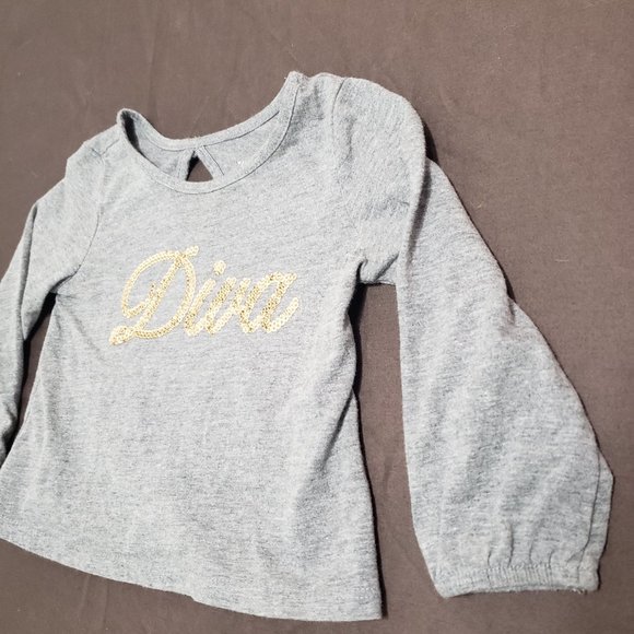 Long Sleeve Blouse Sequin Diva Design The Children's Place Size 12-18 Months - Picture 4 of 5